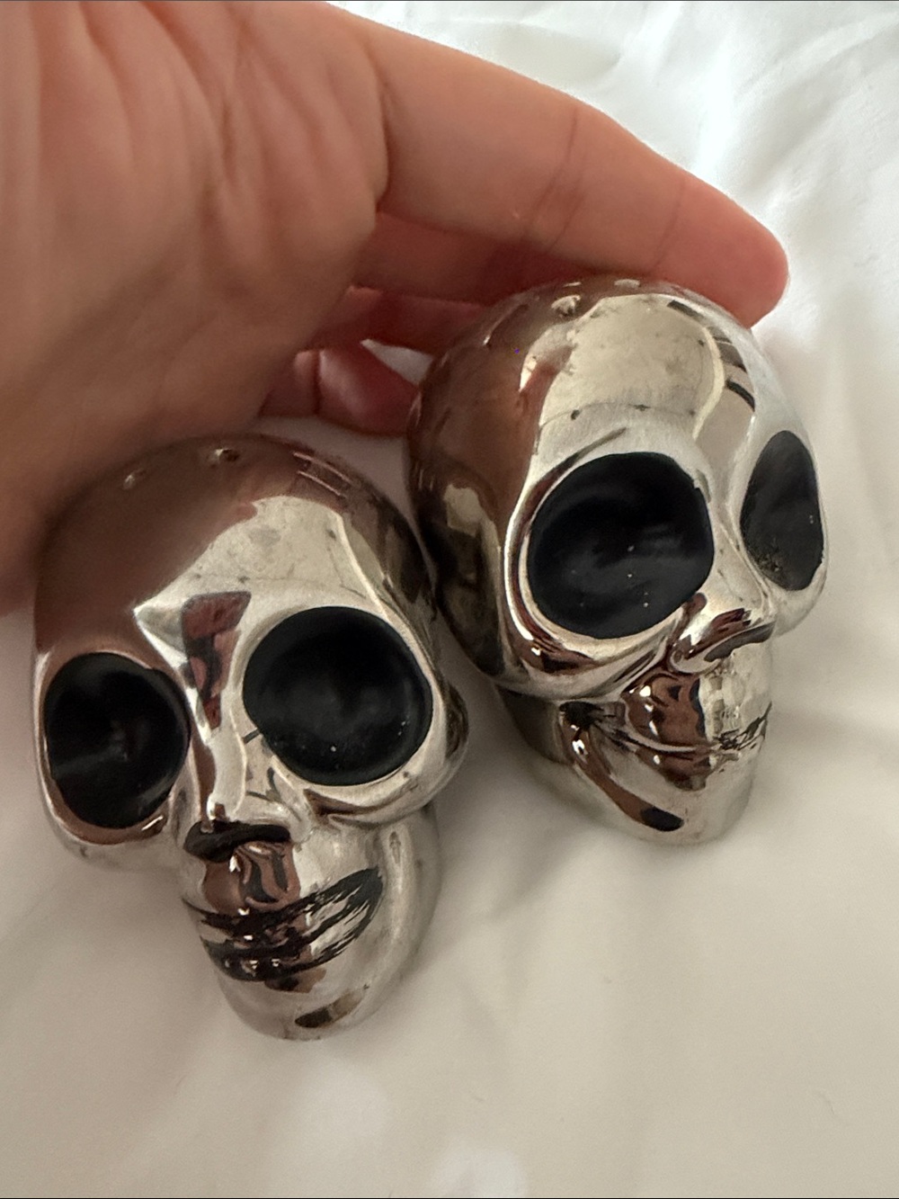 CB2 Chrome Skull Salt & Pepper Shakers